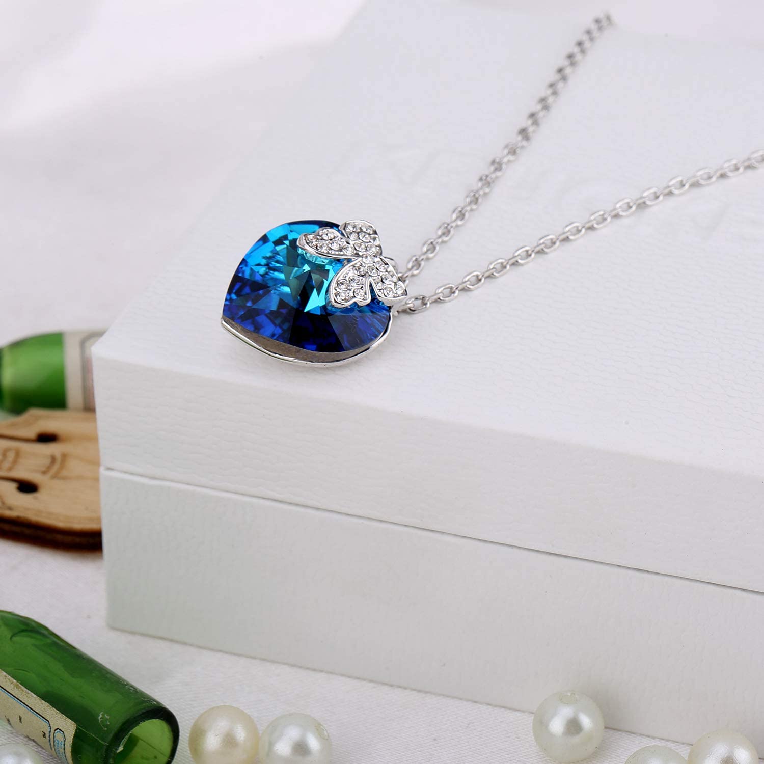 Blue Butterfly Swarovski Crystal Silver Necklace – Mystic Flavia